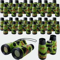 Flotory safari binoculars camouflage close-up showing durable plastic for kids.