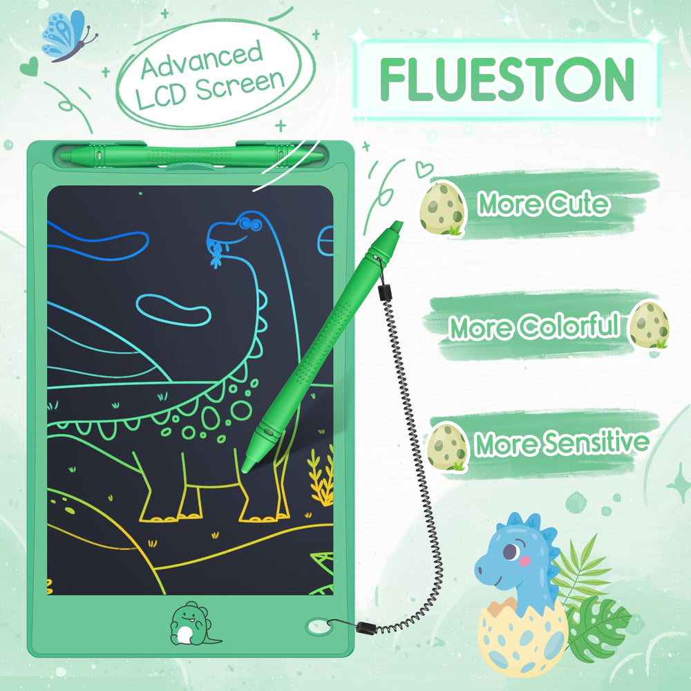 Close up of FLUESTON dinosaur themed tablet screen for clear lines