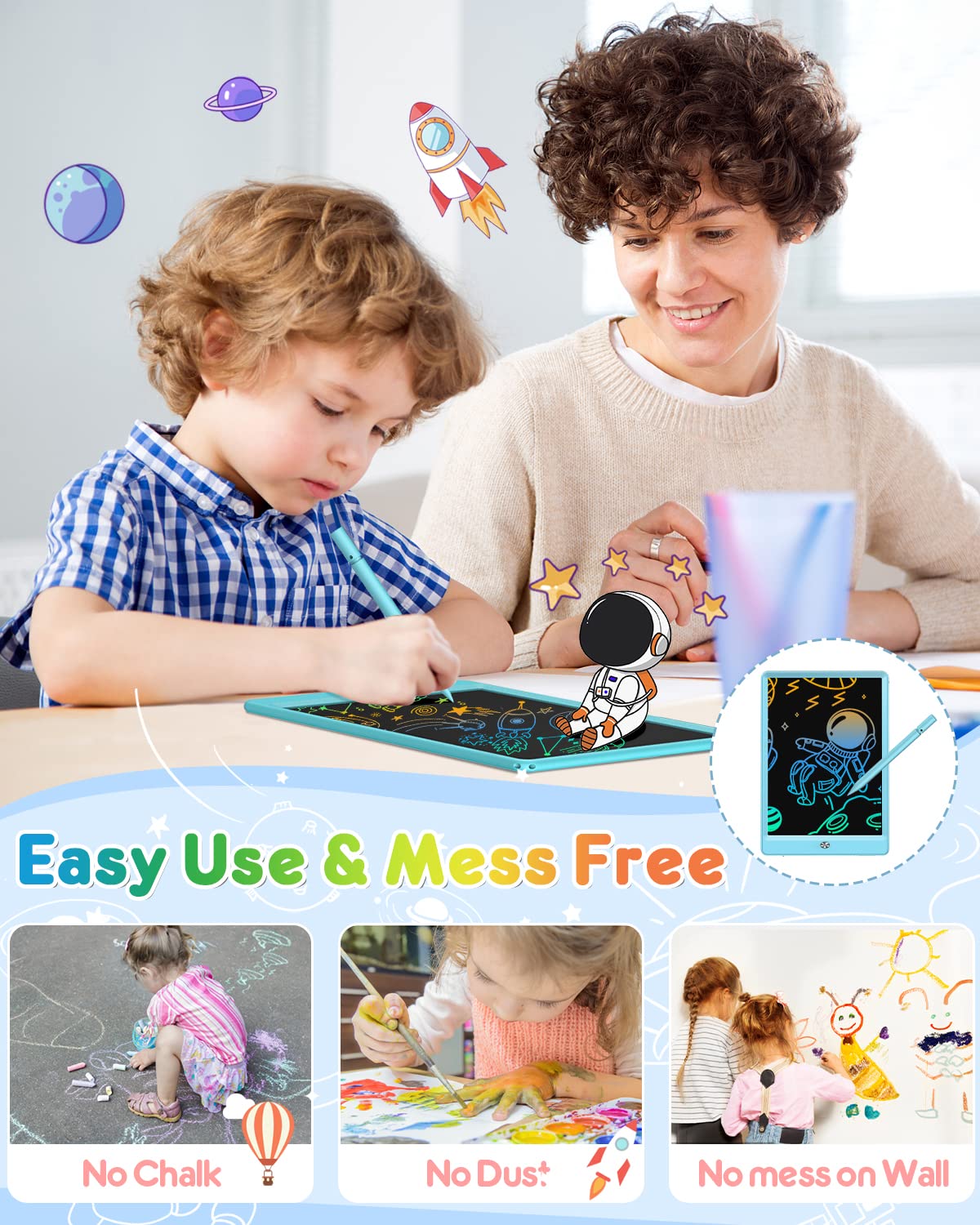 FLUESTON LCD writing tablet portable lightweight design for travel.