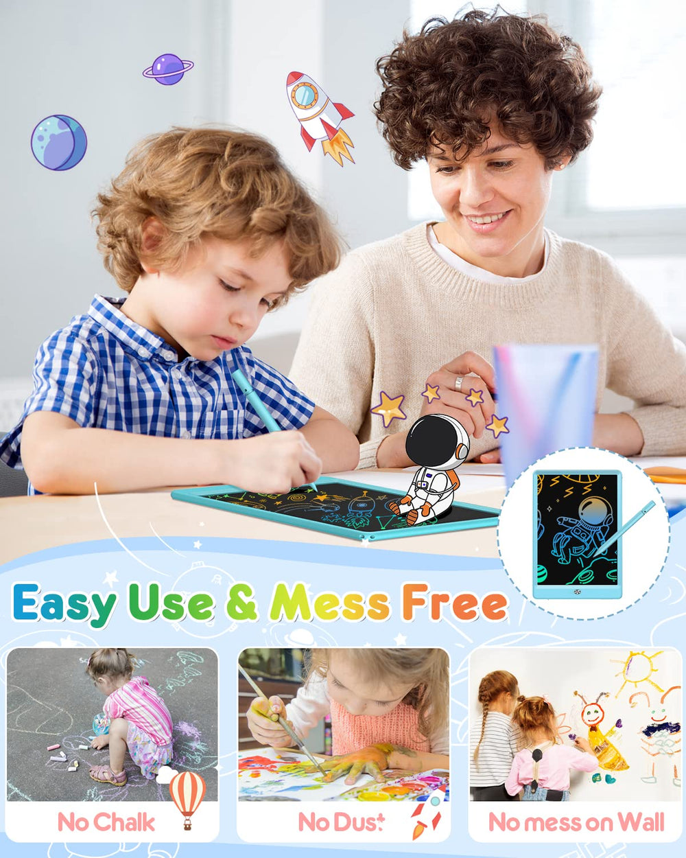 FLUESTON LCD writing tablet portable lightweight design for travel.