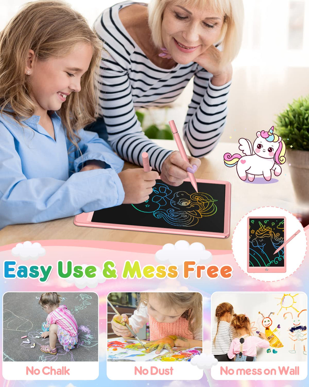 FLUESTON LCD tablet with included stylus for precise drawing