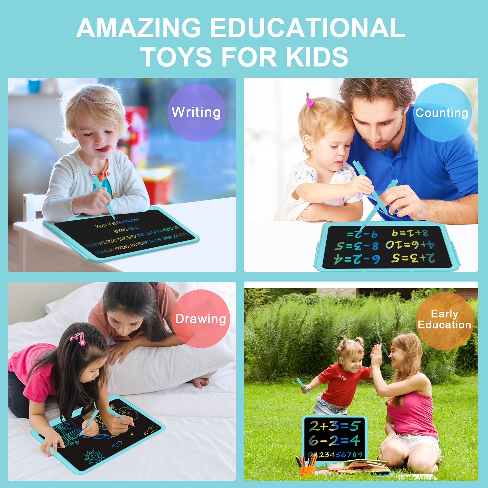 FLUESTON LCD writing tablet in car during travel to entertain kids