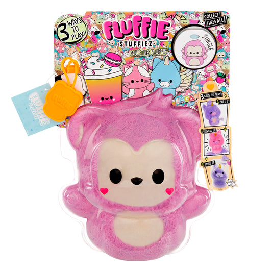 Fluffie Stuffiez Monkey small collectible—pull to reveal a surprise character for imaginative play