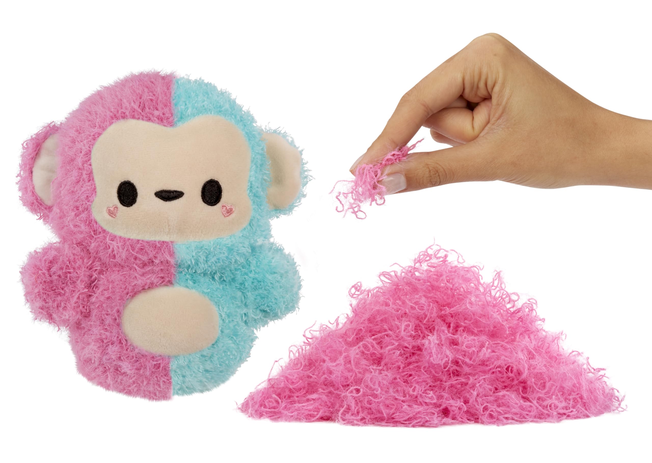 Fluffie Stuffiez Monkey small collectible—hidden character reveal during unboxing