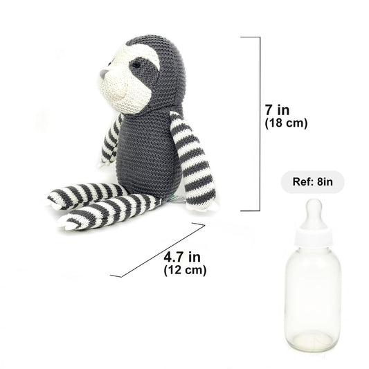 FLUFFYFUN sloth plush organic cotton close-up showing soft fabric for baby skin