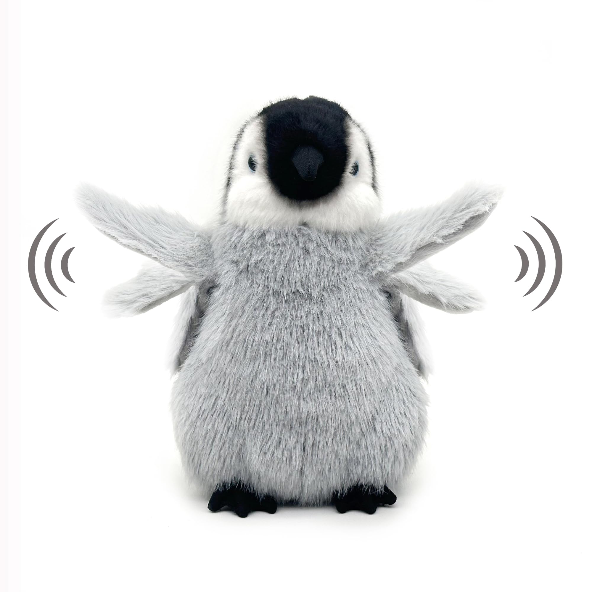 FLUFFYFUN flapping-wing penguin plush front view, inviting cuddle and imaginative play.