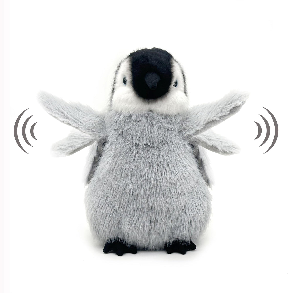 FLUFFYFUN flapping-wing penguin plush front view, inviting cuddle and imaginative play.