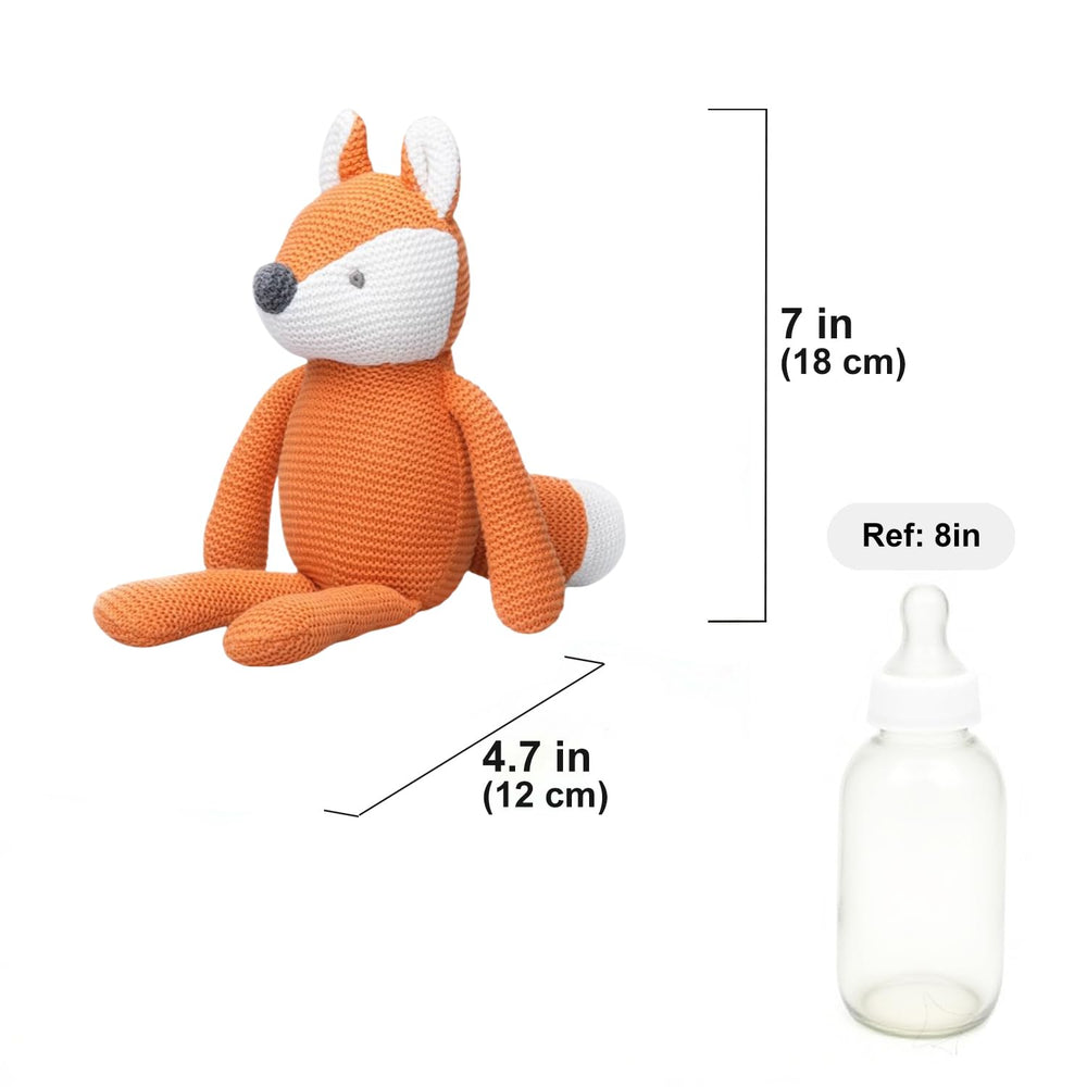 FLUFFYFUN Orange Fox Plush Toy sitting pose, ideal cuddle buddy for early days.