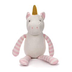 FLUFFYFUN pink unicorn plush front view showing soft organic cotton for newborns