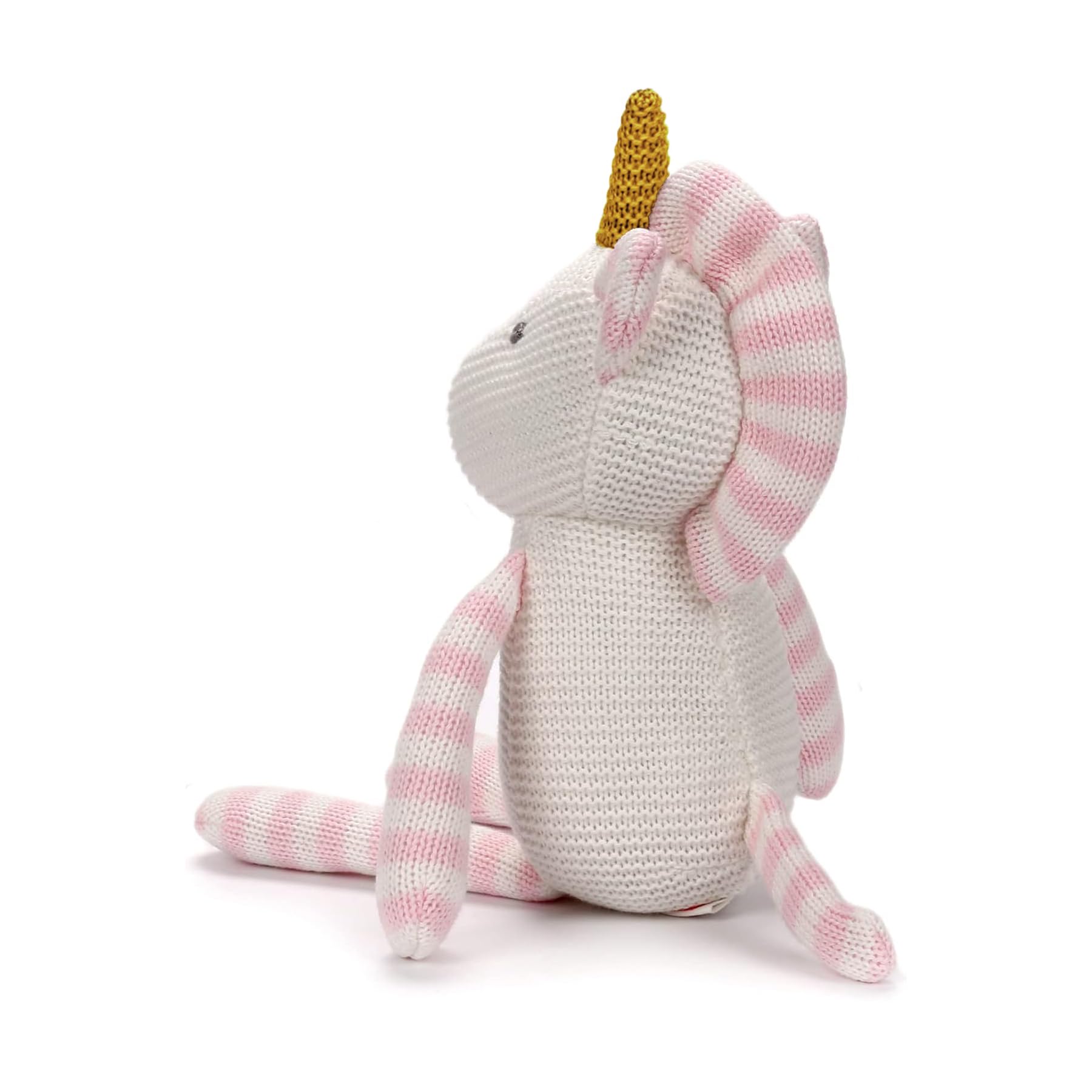 FLUFFYFUN pink unicorn plush full length shows 12-inch size and cuddly form