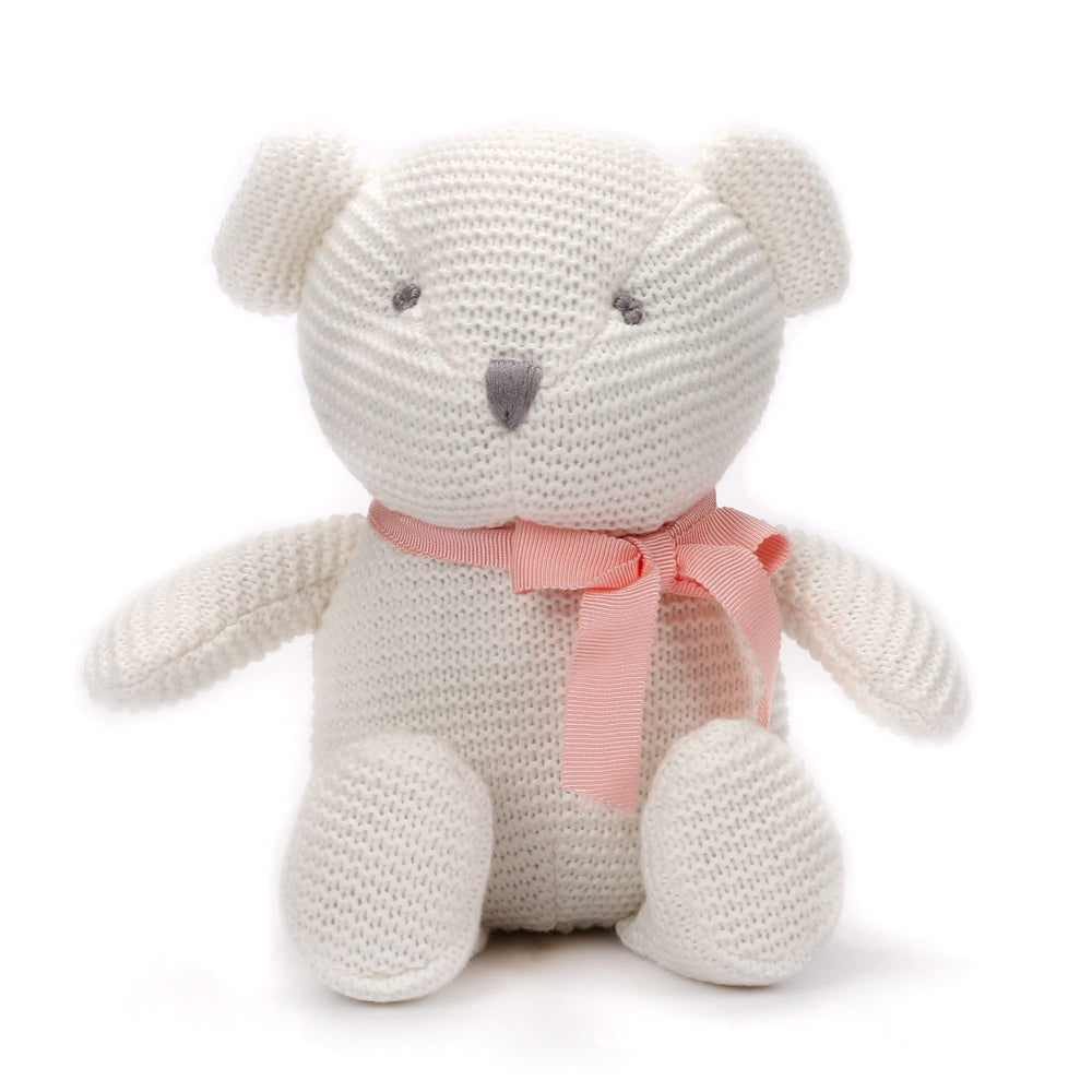 FLUFFYFUN teddy bear close-up, organic cotton texture for gentle newborn comfort