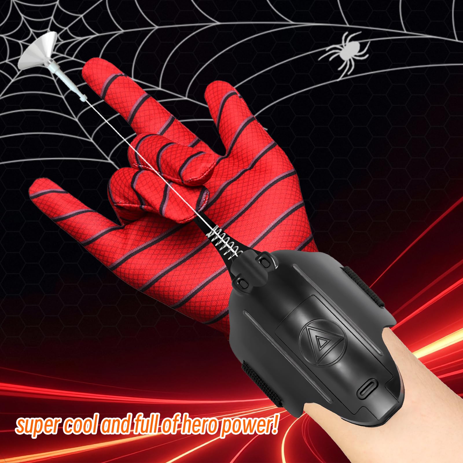 Flustime Spider Web Shooter 3.0 durable ABS build for long-lasting superhero play.