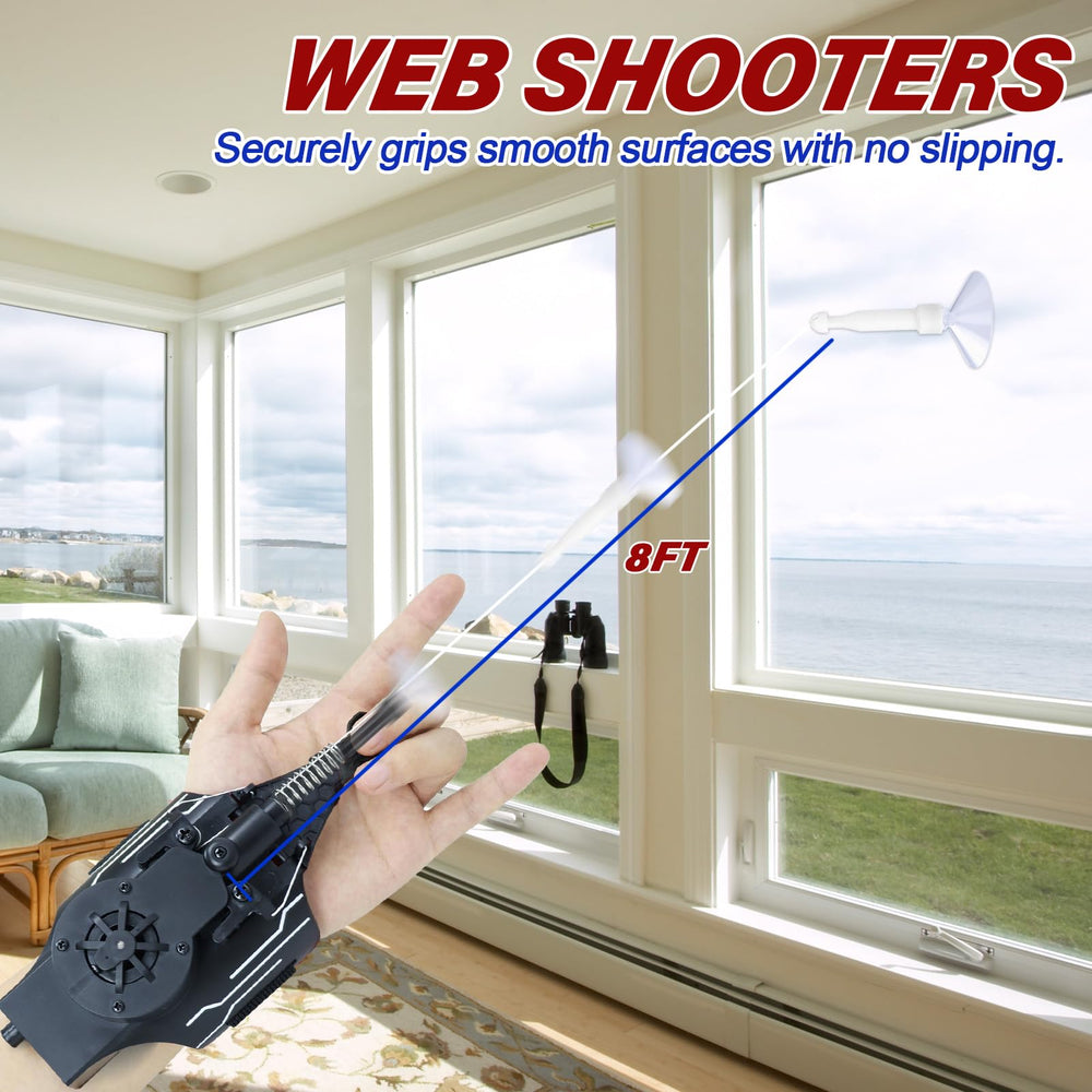 Flustime Spider Web Shooter nylon threads close-up highlights durability for 1000+ launches