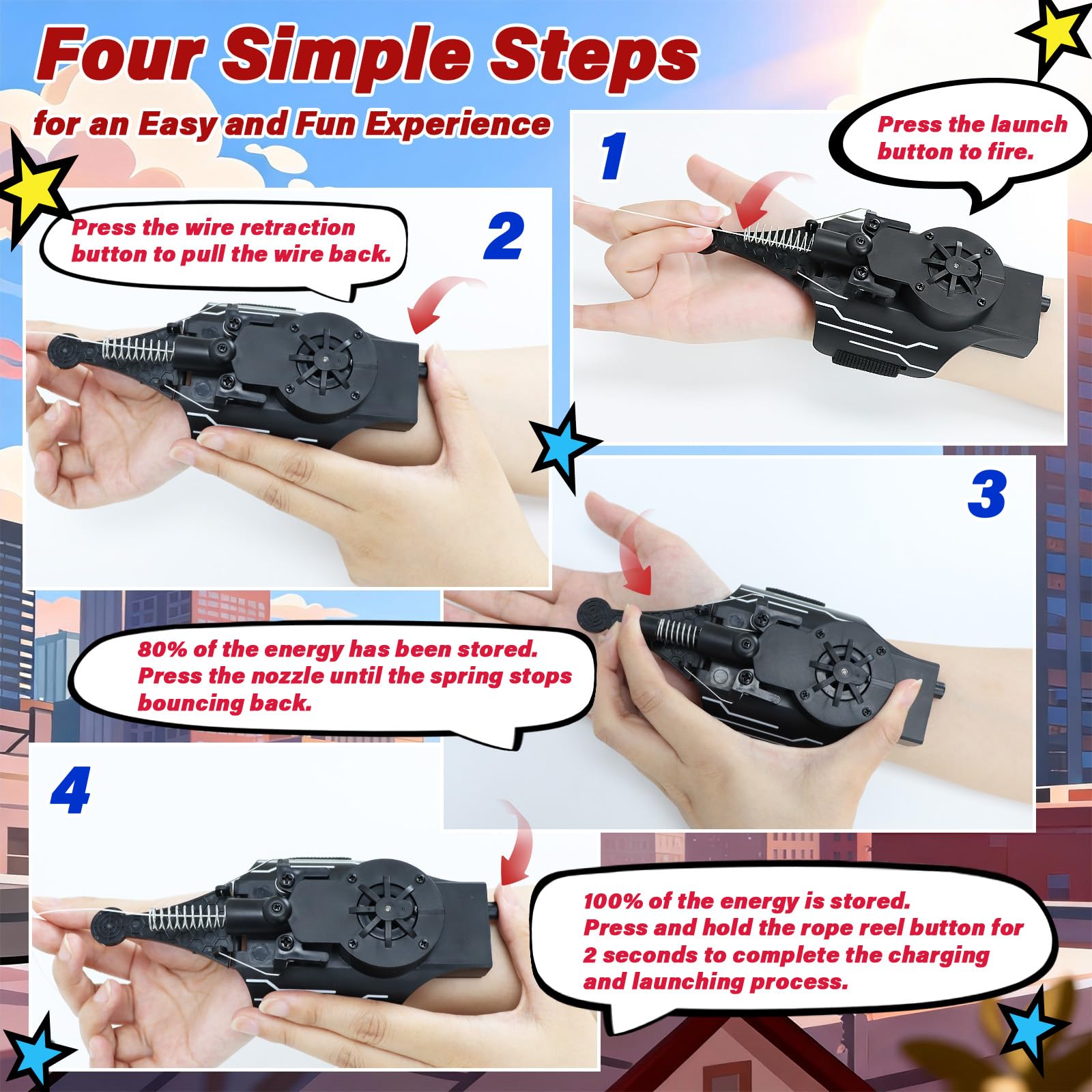 Flustime Spider Web Shooter suction cups on wall show versatile surface use