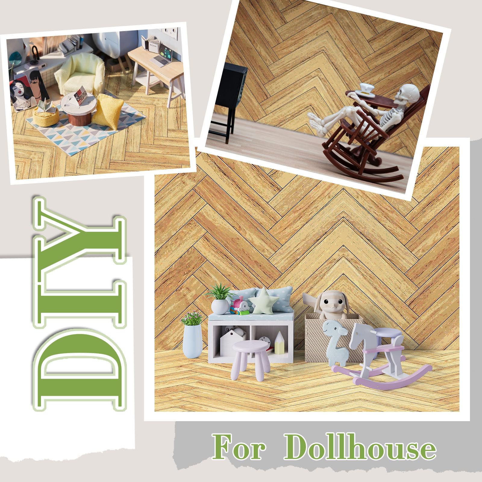 Flutesan dollhouse wallpaper with easy-peel backing enables quick redecoration.