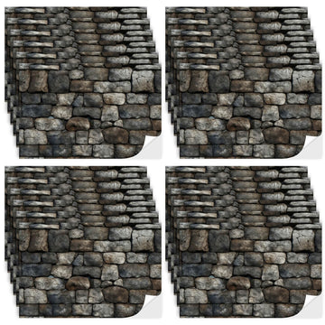 Flutesan stone-pattern wallpaper sheet adds rustic realism to miniature rooms.