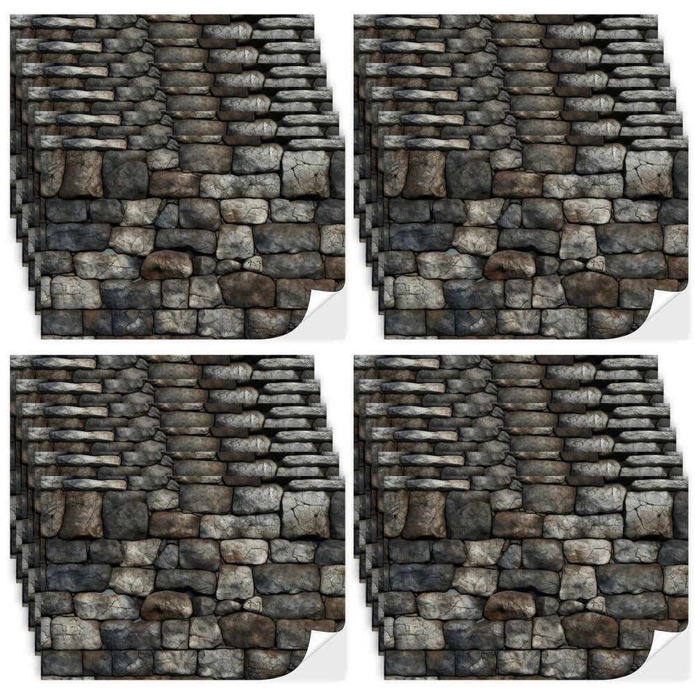 Flutesan stone-pattern wallpaper sheet adds rustic realism to miniature rooms.