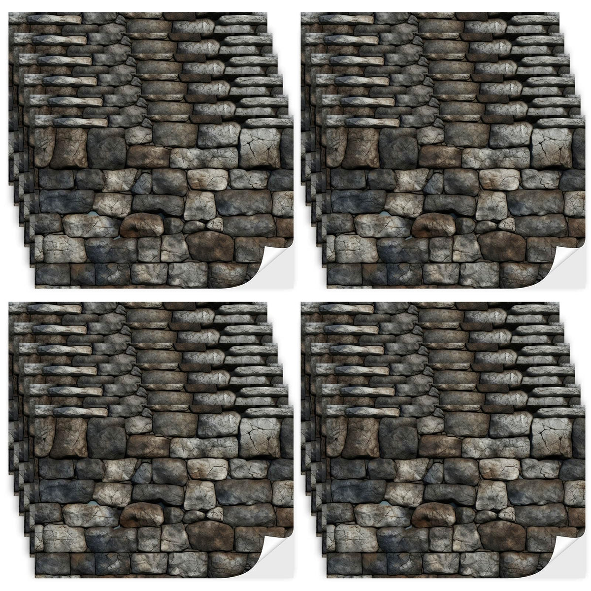 Flutesan stone-pattern wallpaper sheet adds rustic realism to miniature rooms.