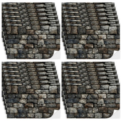 Flutesan stone-pattern wallpaper sheet adds rustic realism to miniature rooms.