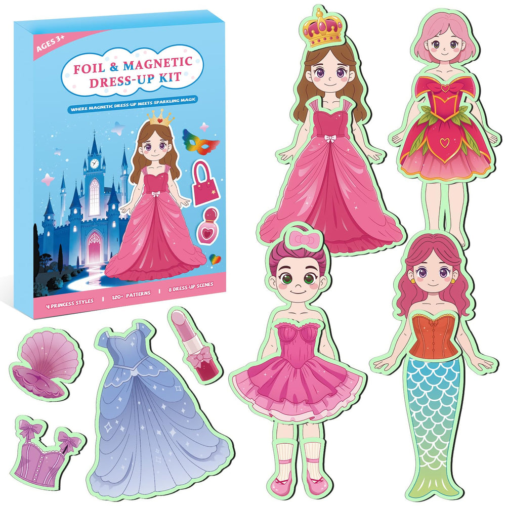 FLUXOJOY magnetic dress up dolls kit box shows compact travel storage for kids.