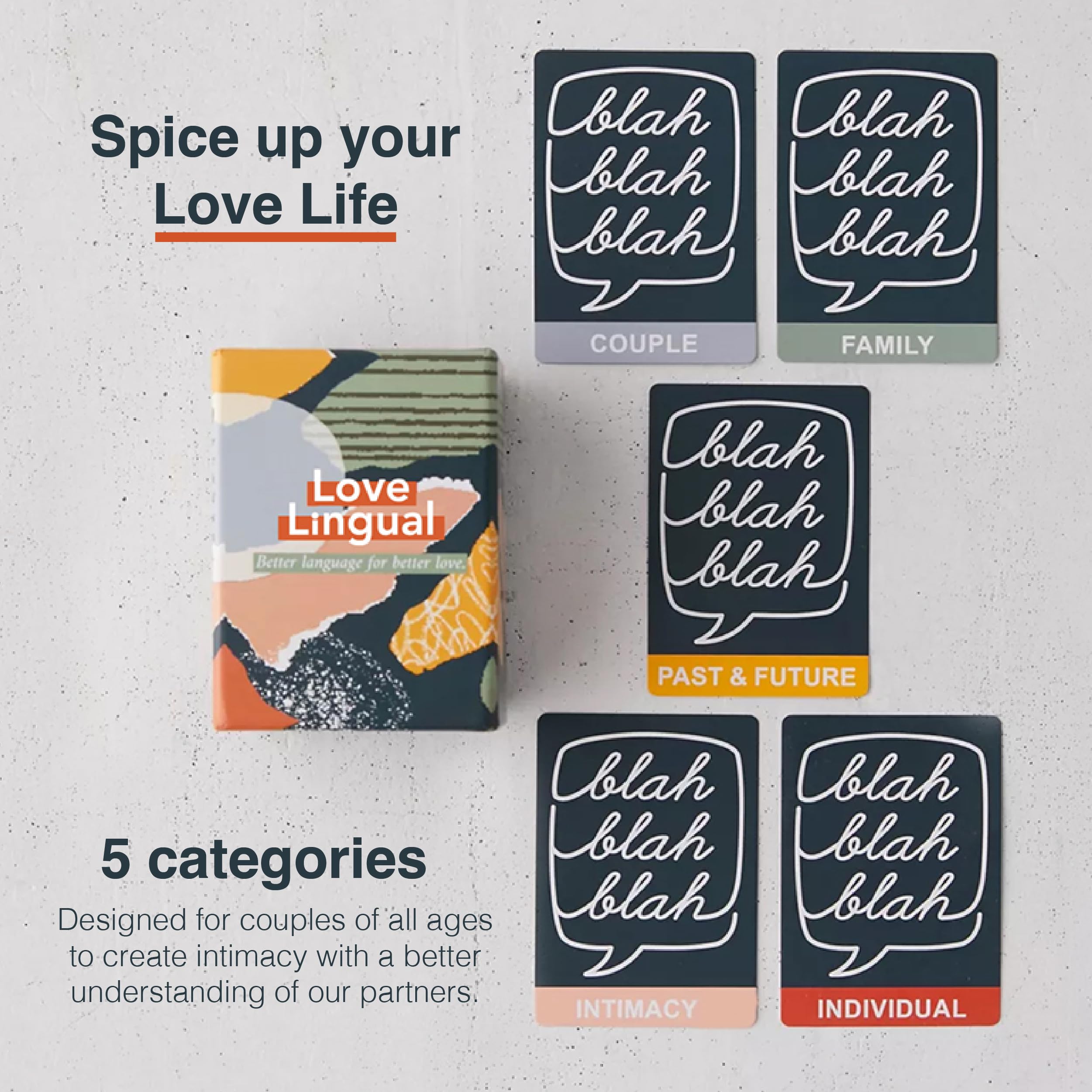 FLUYTCO Love Lingual cards on table inviting playful and meaningful talks.