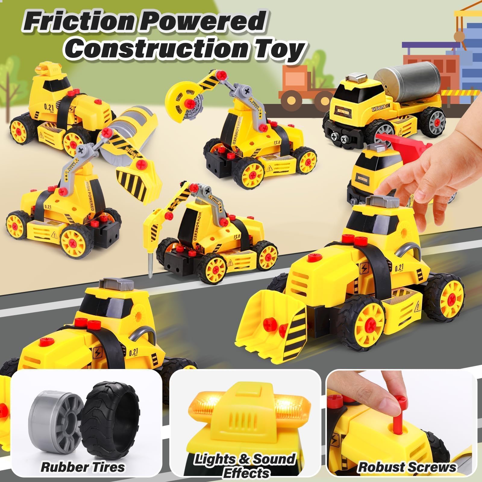 FLY2SKY DIY construction vehicles foster creativity, problem solving, and fine motor skills.