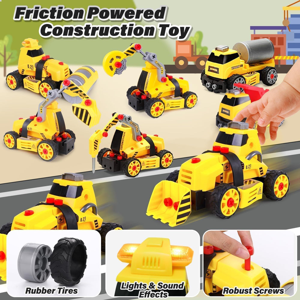 FLY2SKY DIY construction vehicles foster creativity, problem solving, and fine motor skills.