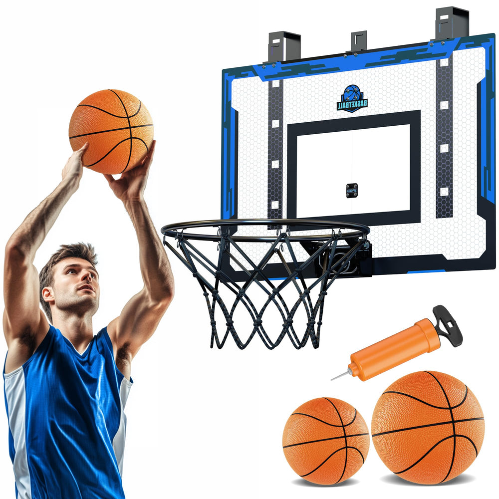 Flybakiz 24x16 indoor basketball hoop over the door for quick home practice and family fun.