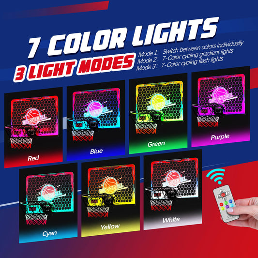 Flybakiz 7-color LED lights illuminate the hoop for vibrant practice.