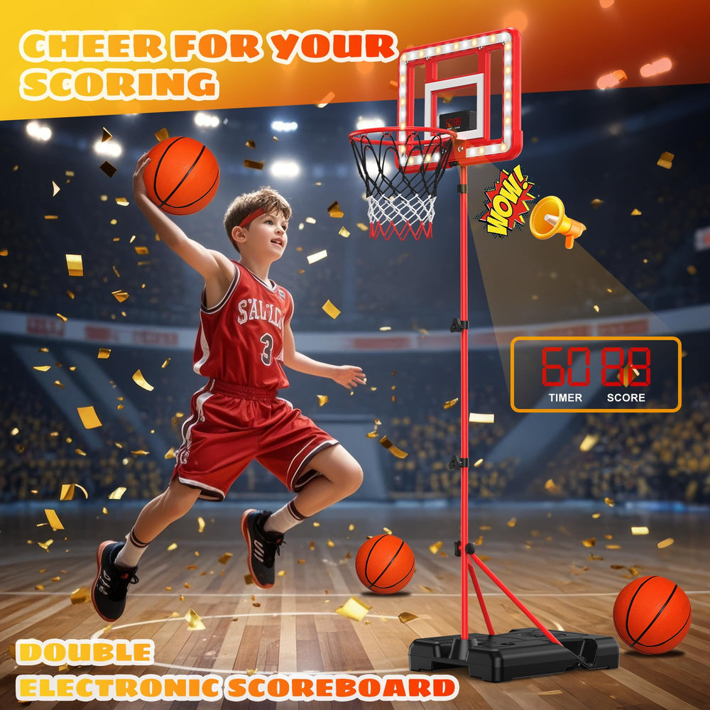 FlyBakiz adjustable-height hoop supports kids of all ages and skills.