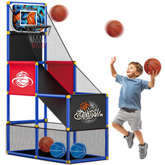 Flybakiz adjustable hoop side-mount backboard enabling easy toddler-height swishes