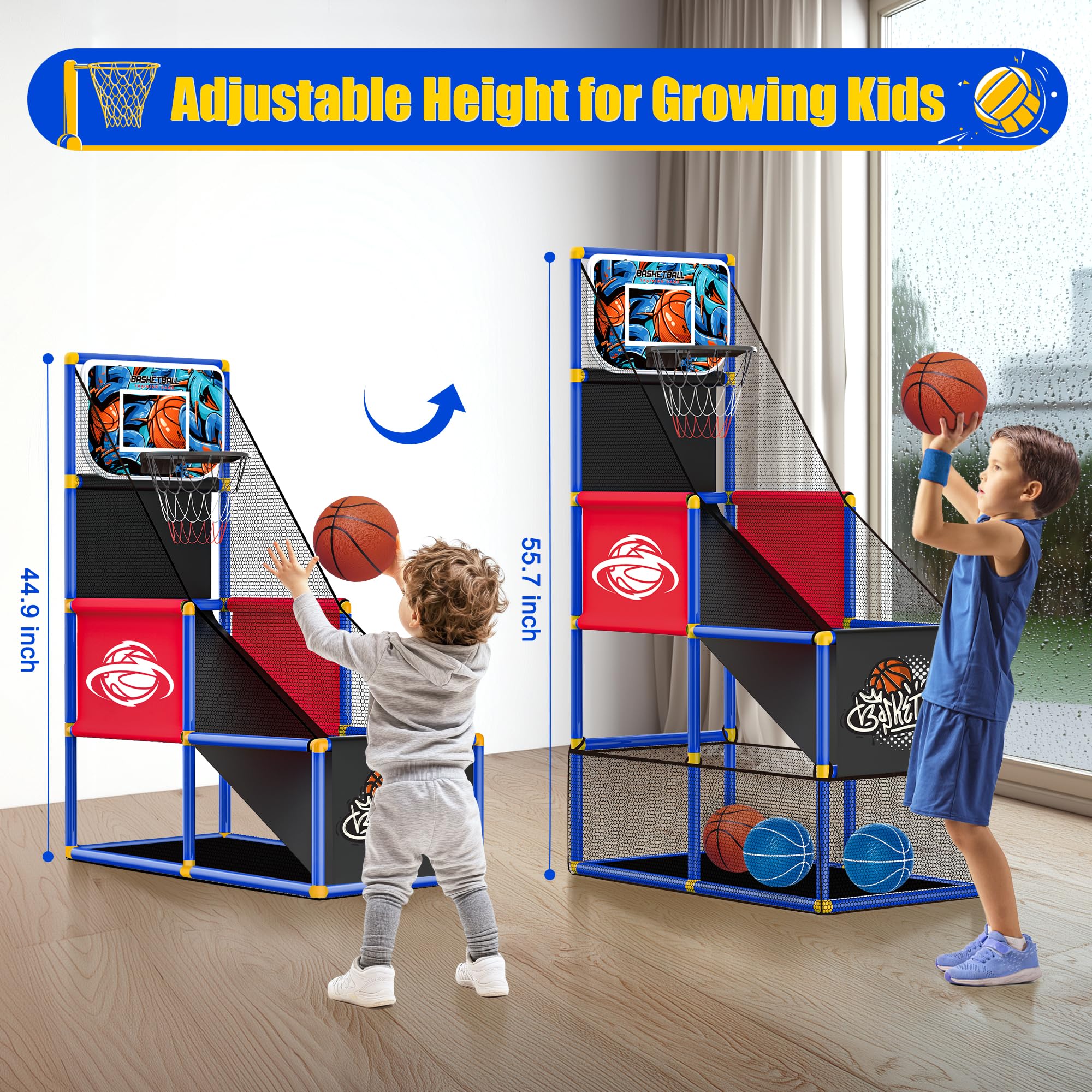Flybakiz adjustable hoop top-mount backboard growing with kids for full-height shots