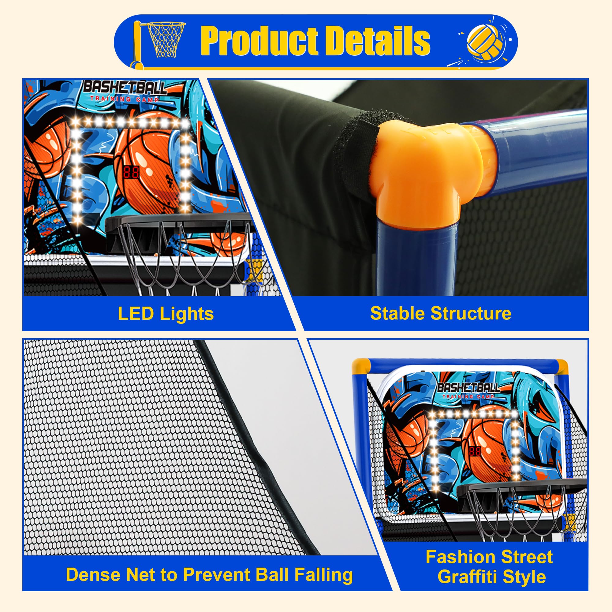 FlyBakiz arcade hoop cheers add motivation after each made shot.