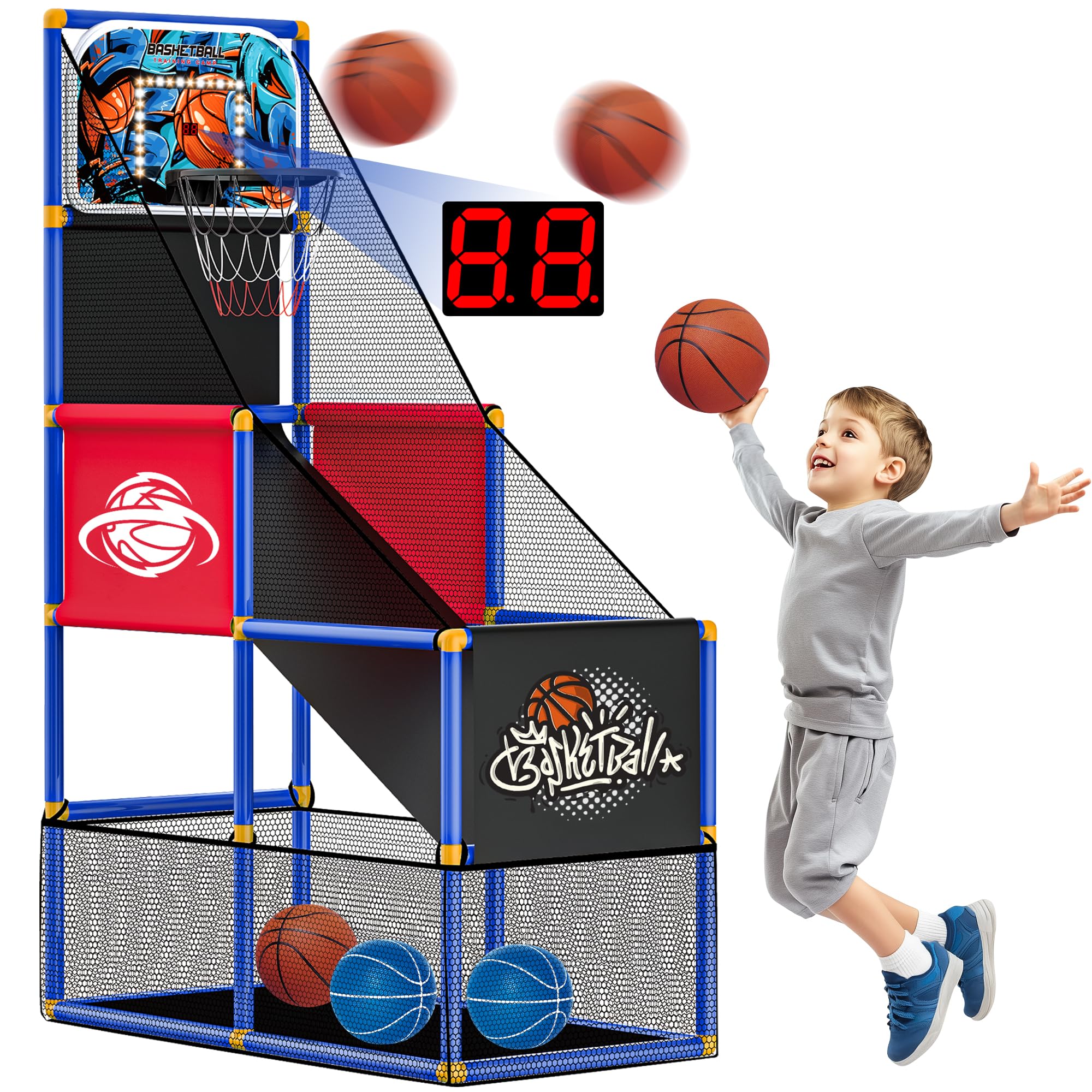 FlyBakiz arcade hoop timer enables exciting 60-second rounds for focused practice.