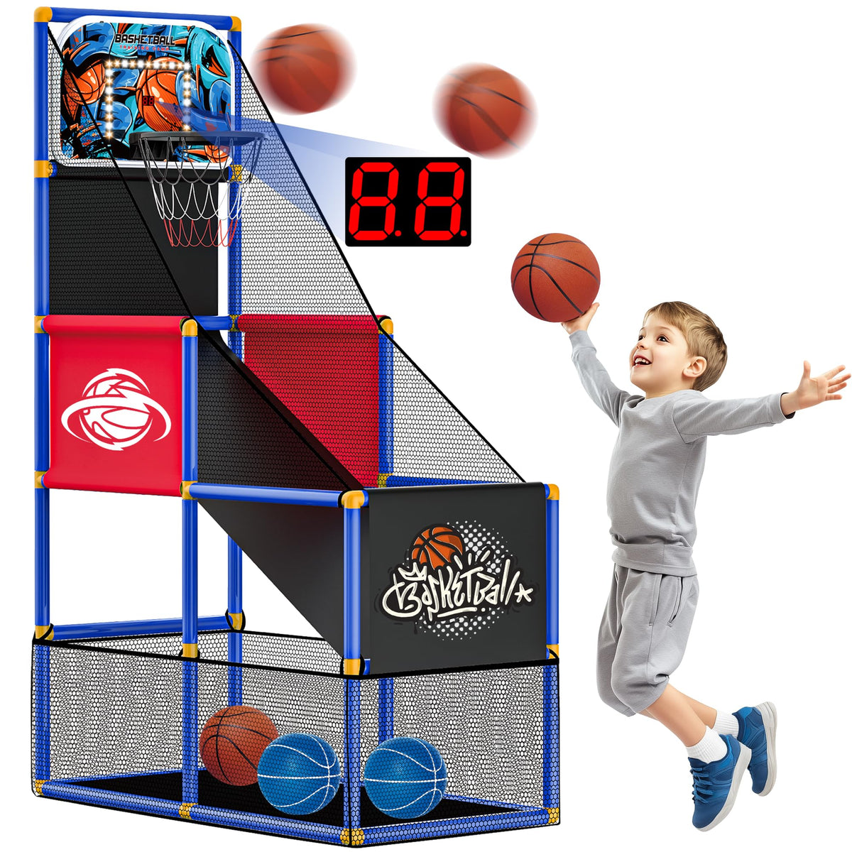 FlyBakiz arcade hoop timer enables exciting 60-second rounds for focused practice.