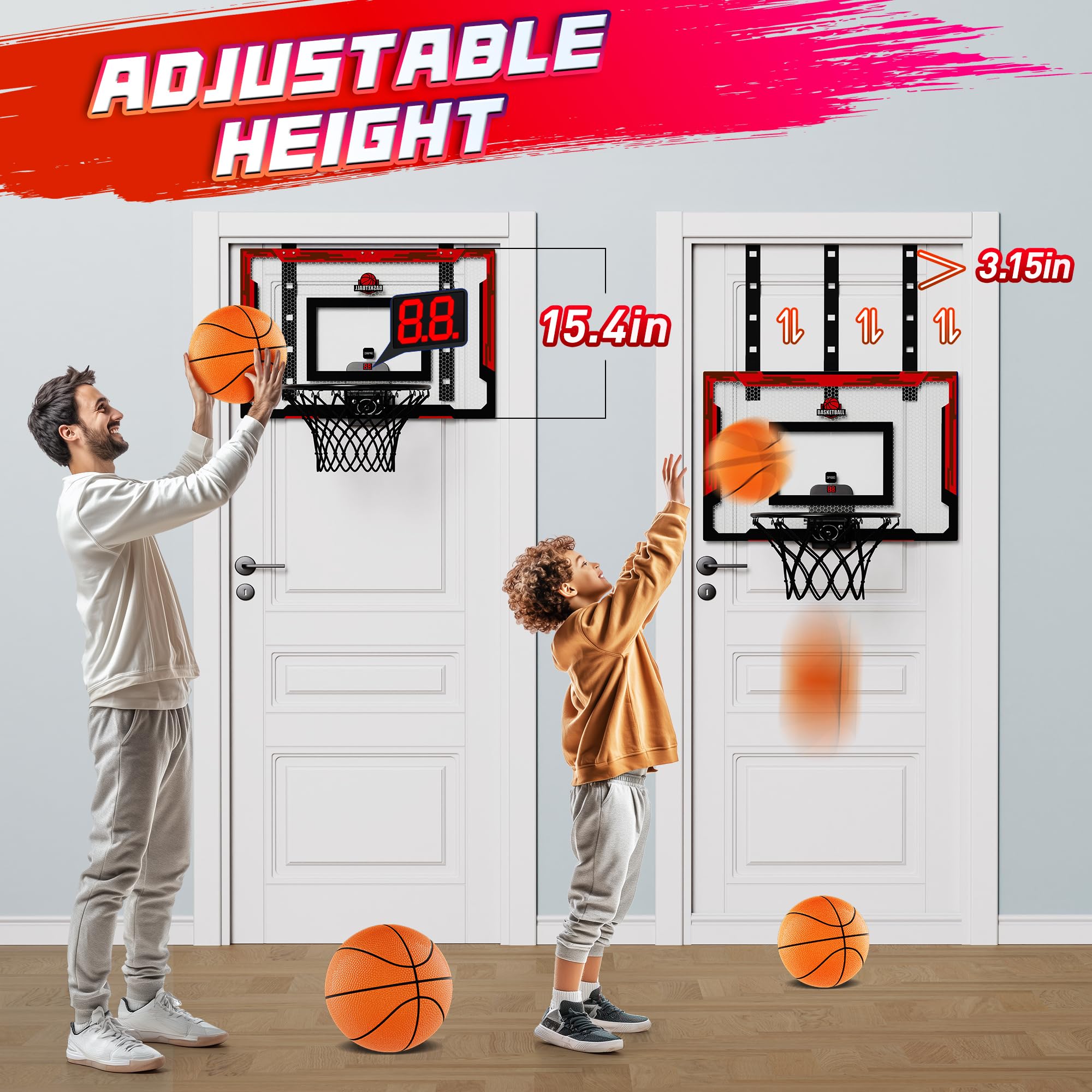 flybakiz basketball hoop with scoreboard for quick scorekeeping during games.