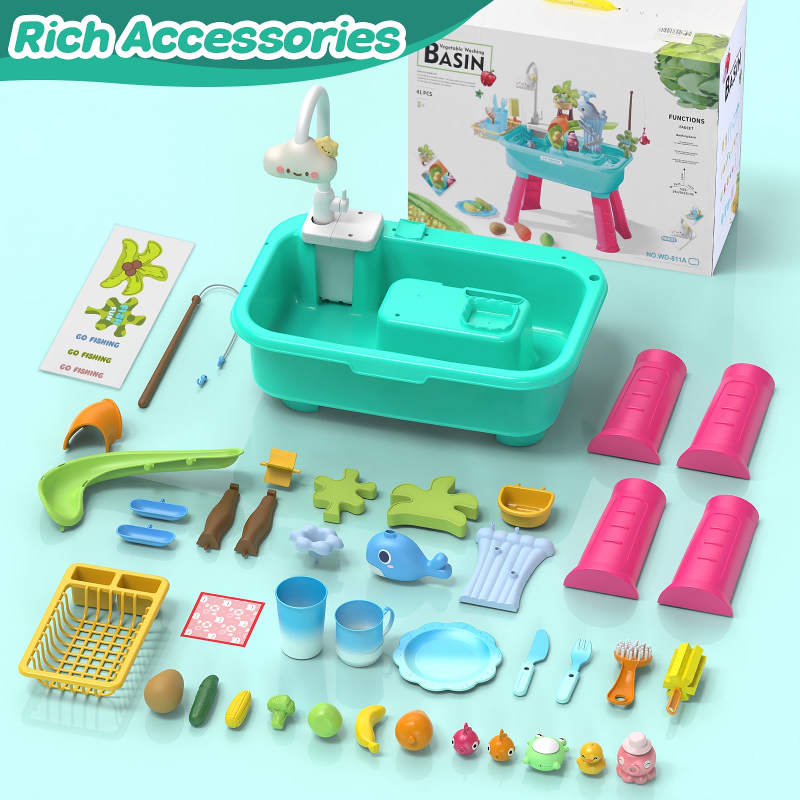 Flybakiz detachable legs create two water table modes for versatile play.