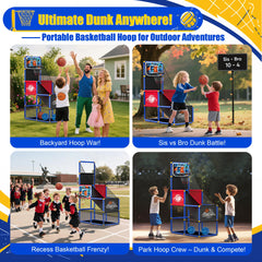 Flybakiz portable indoor-outdoor hoop setup ready for rain or shine play