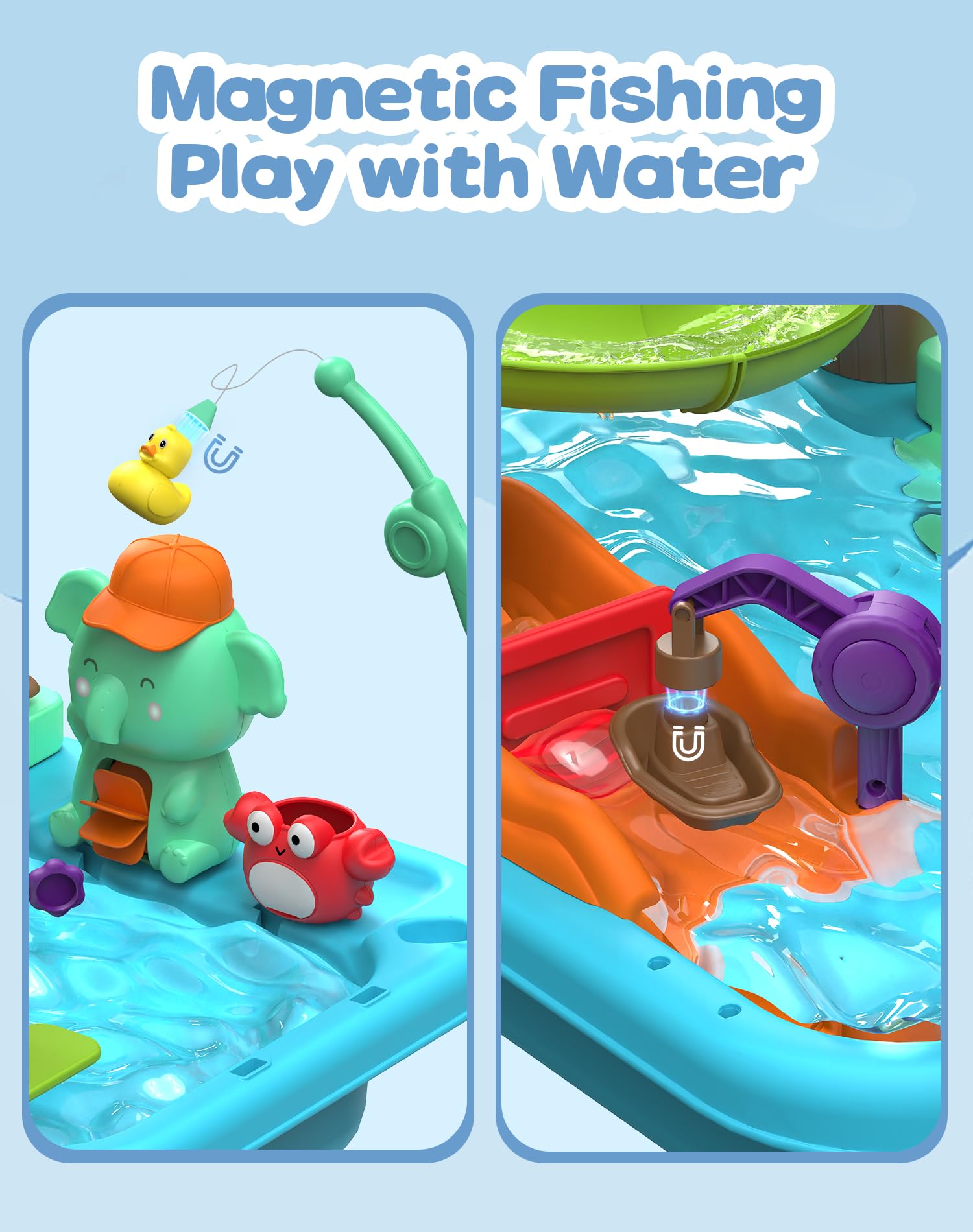 Flybakiz water slide track with magnets encourages imaginative aquatic play.
