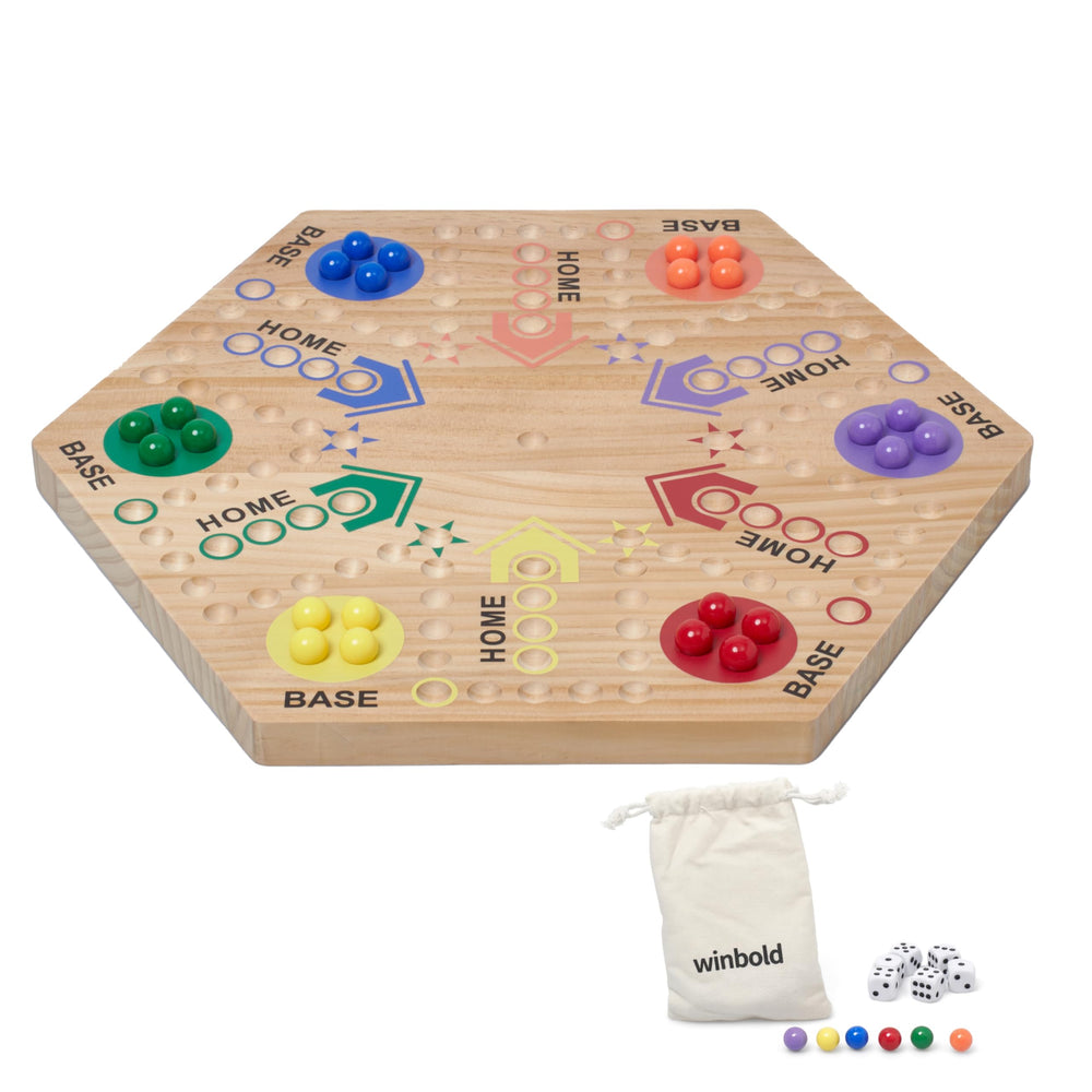 Flybold wooden marble board top view, showcasing durable craftsmanship for family game night.