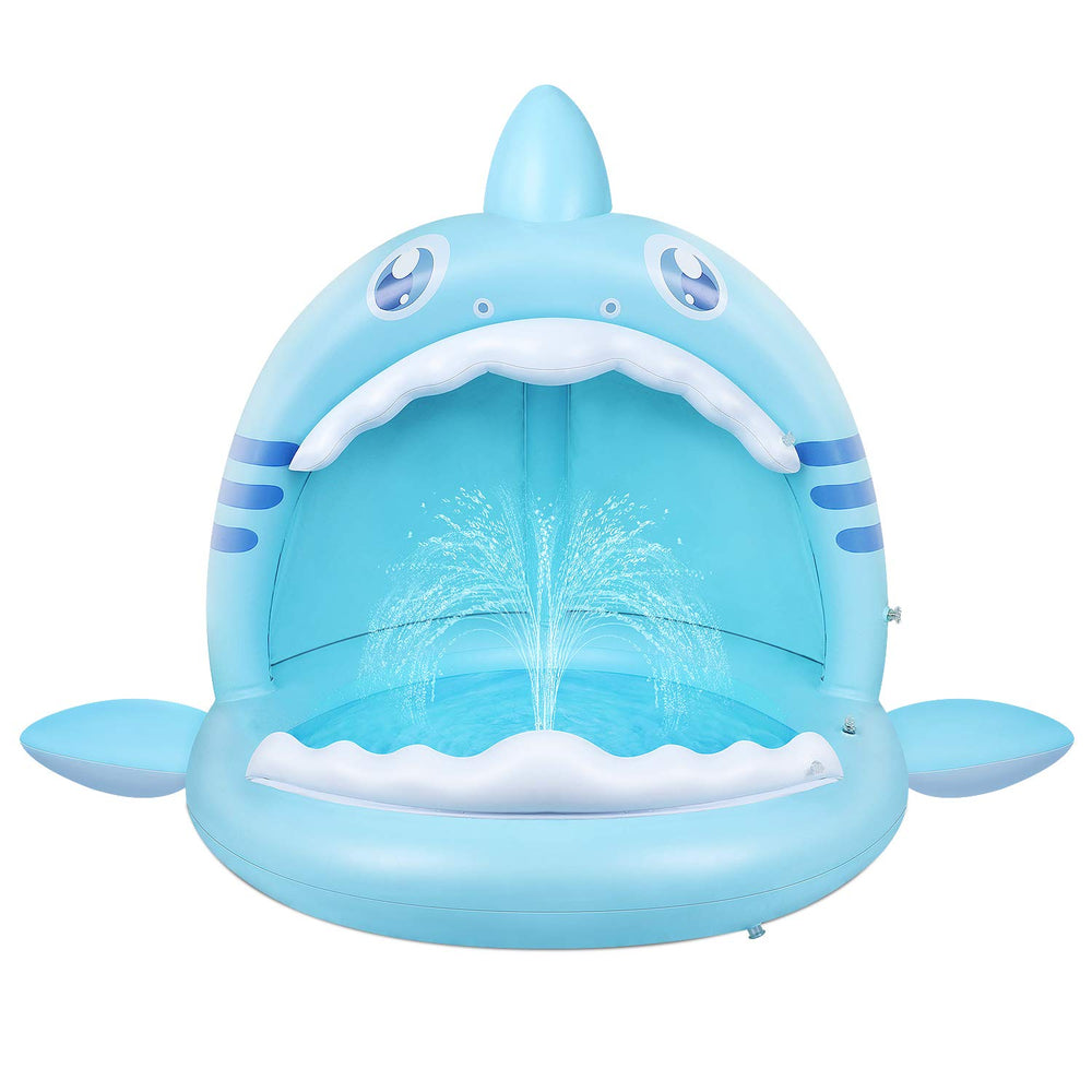 Flyboo baby pool shark cute appearance with bright colors for cheerful outdoor play.