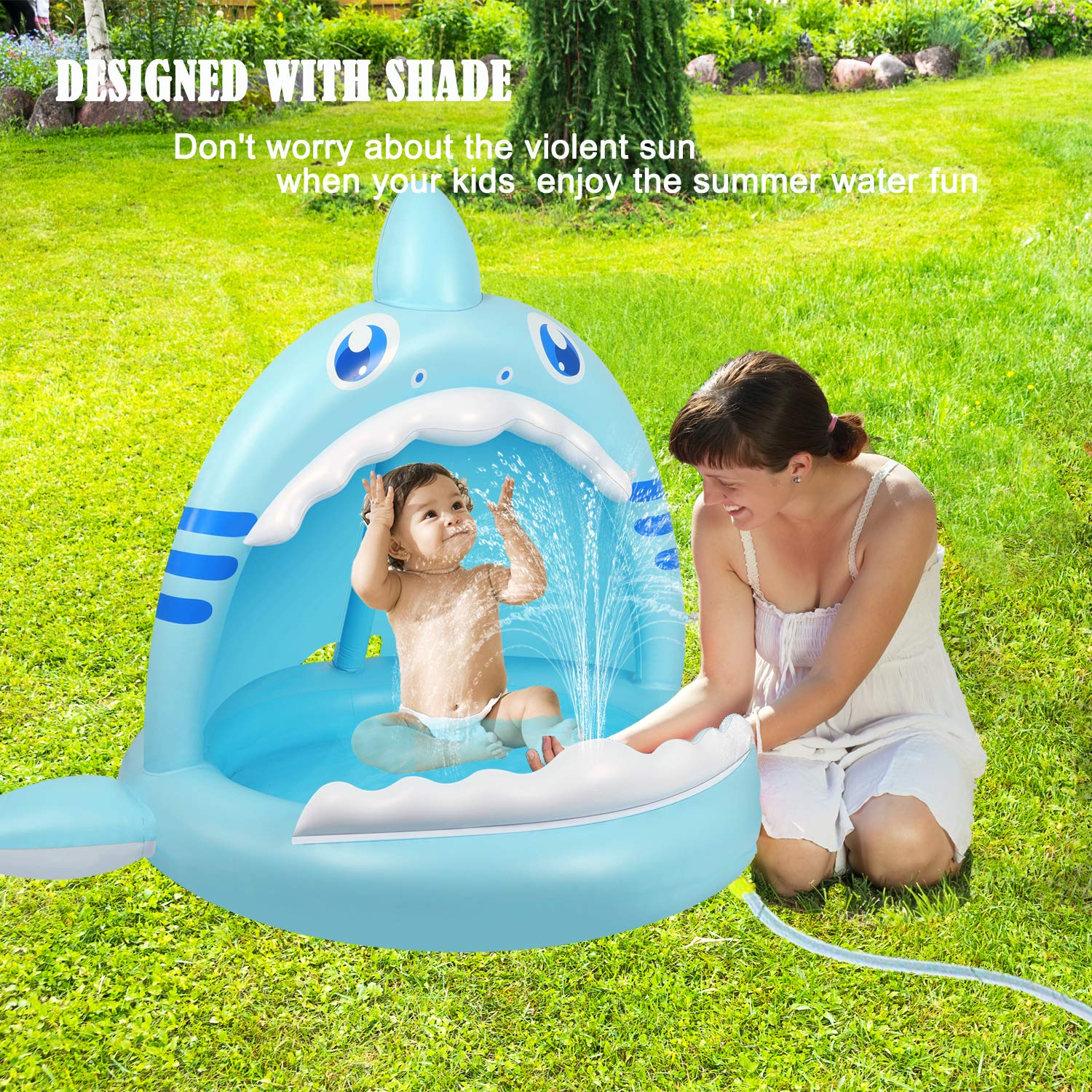 Flyboo pool with 7 inch water level ensures shallow, safe play.