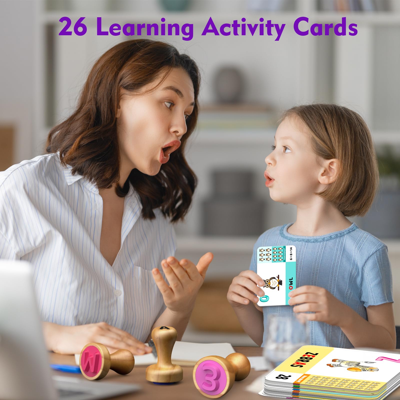 flycoost activity cards pair with stamps for ABC and math games