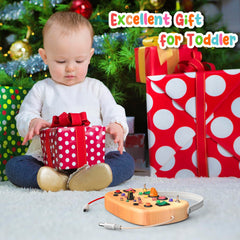 Flycoost interactive busy board boosts curiosity and imaginative play.
