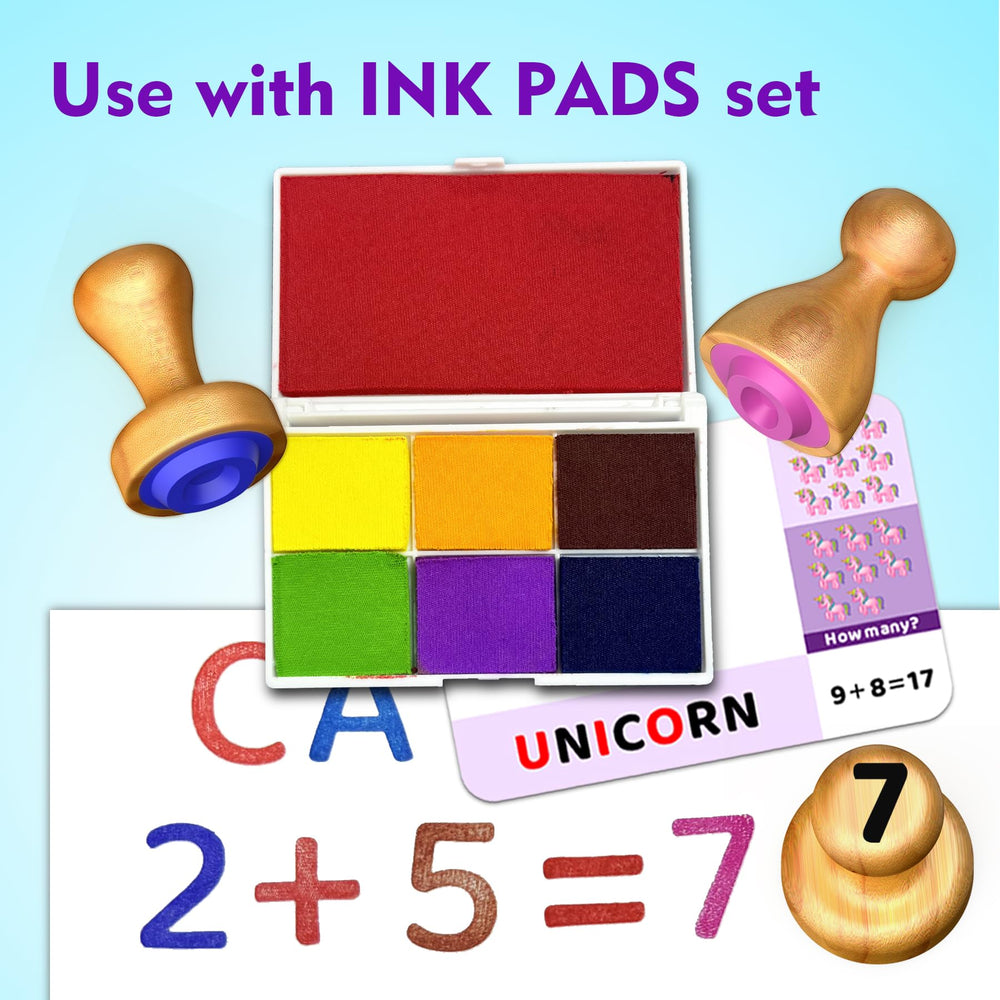 Flycoost number stamps helping kids practice counting with colorful ink.