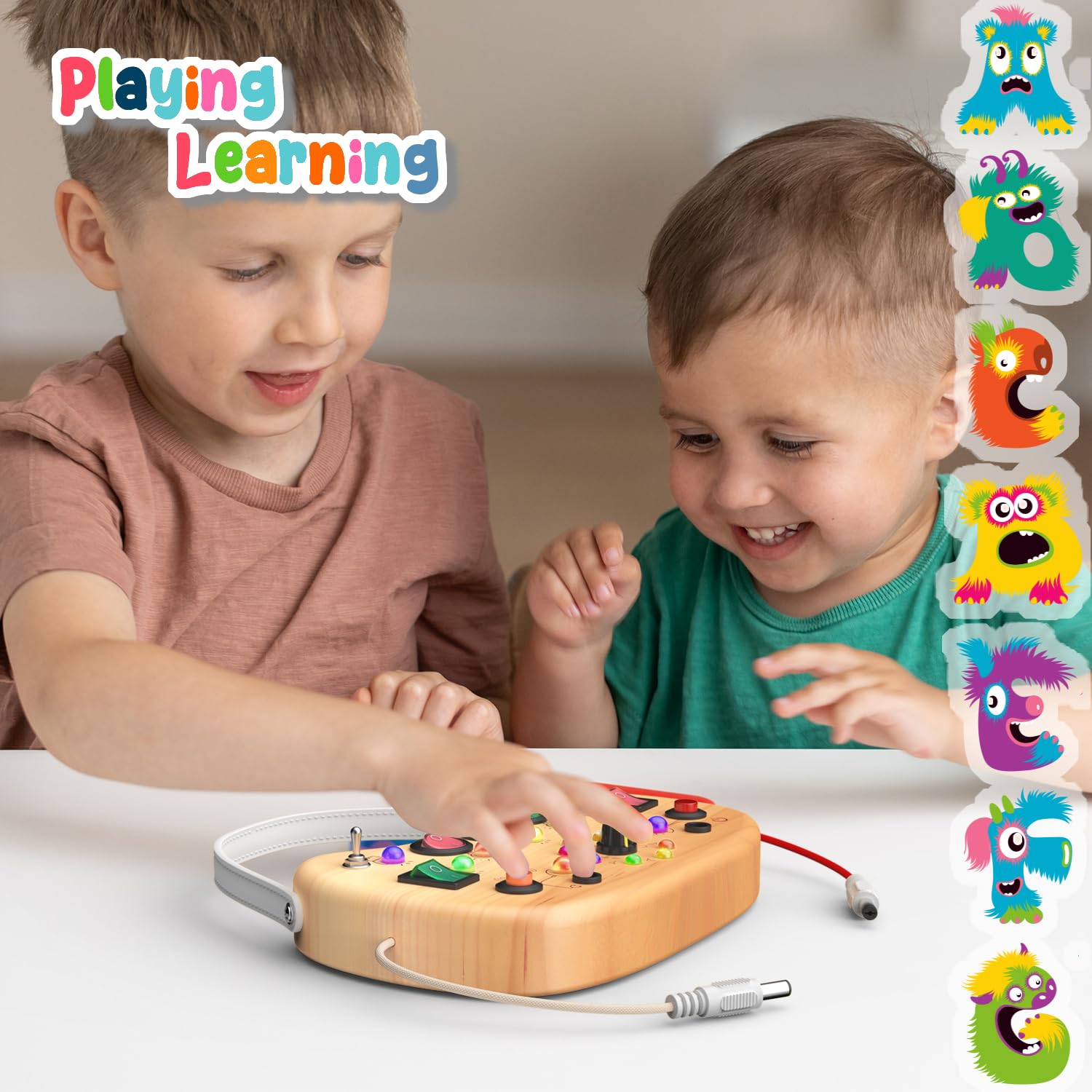 Flycoost portable busy board for travel supports car and plane activities.