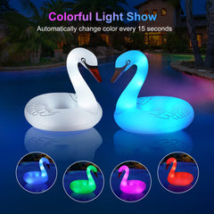 FlyfreeU 42-inch swan pool float offers sturdy seating for adults.