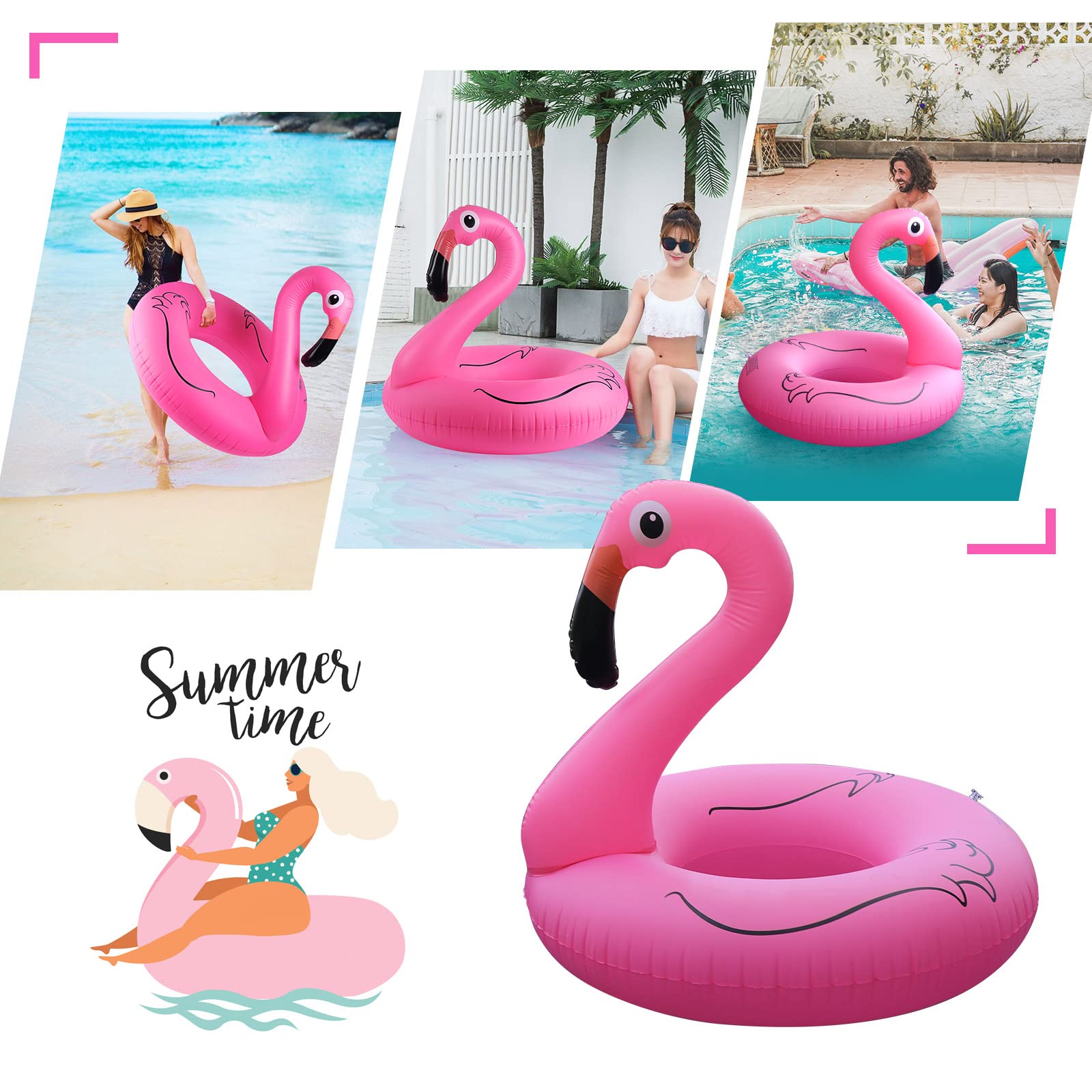 Deflated FlyfreeU flamingo pool float folded for easy storage