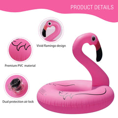 Thick PVC FlyfreeU flamingo inflatable for durable pool fun