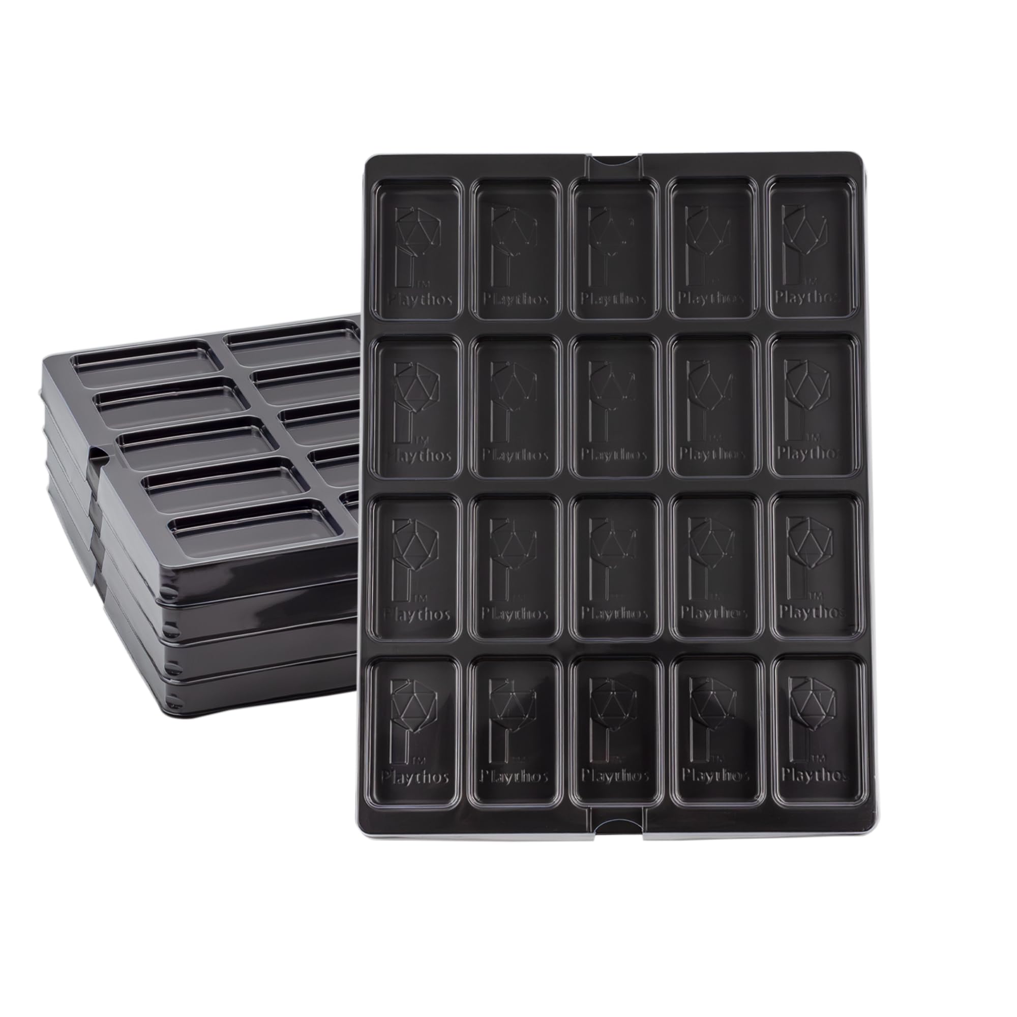 Flying Buffalo game piece trays with 20 compartments for organized storage.